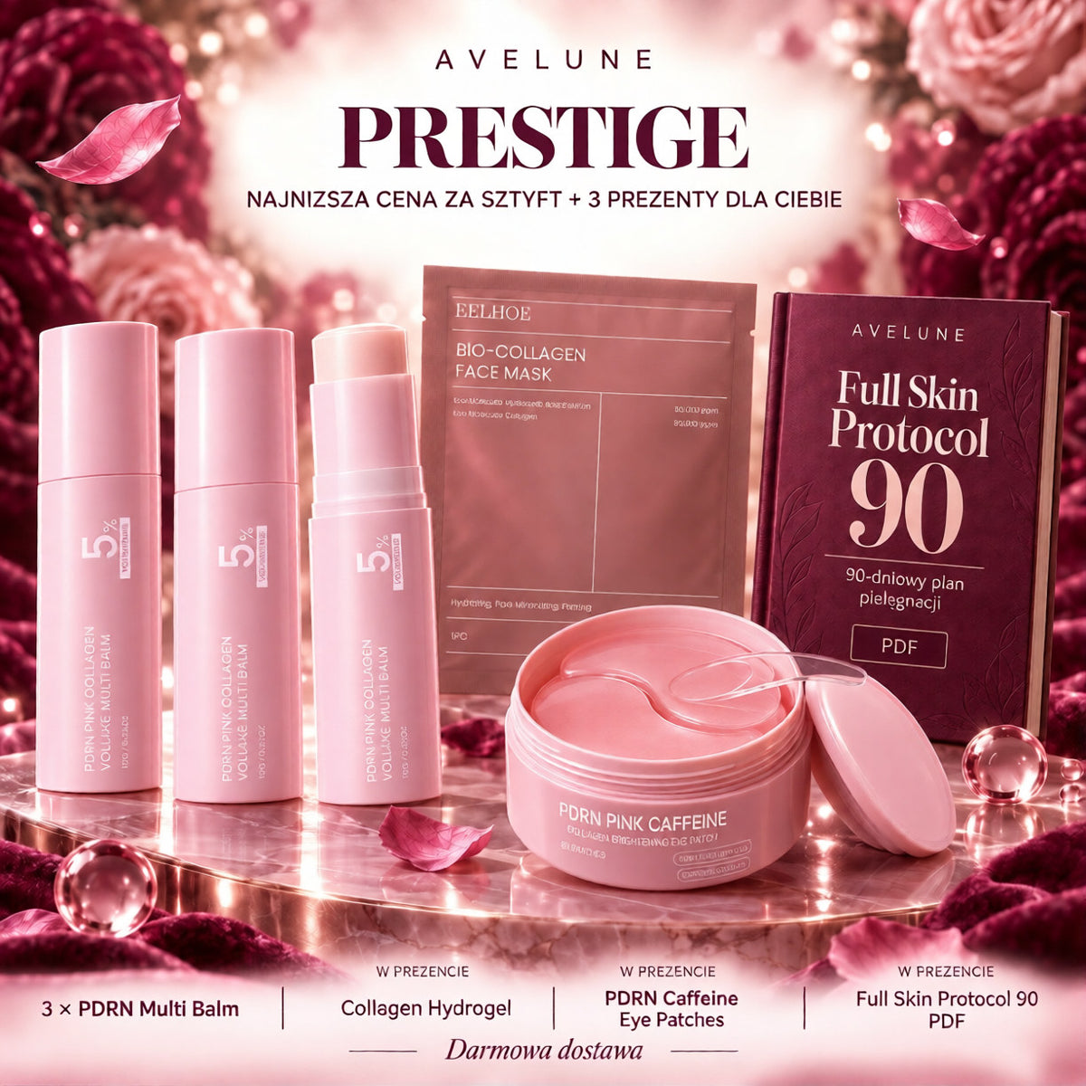 PRESTIGE • pakiet 3 sztyftów kolagenowych z PDRN